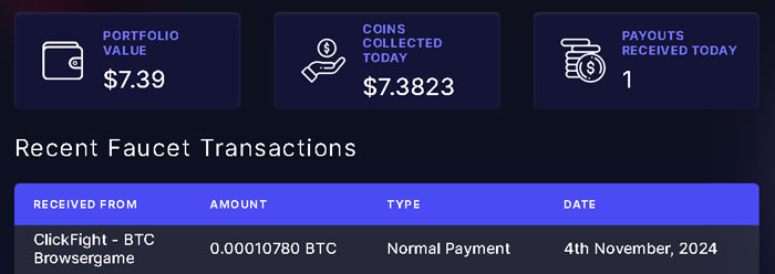 clickfight dovadă de plată în FaucetPay pe data de 04 noiembrie 2024