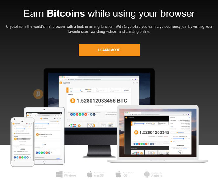 Minare de monedă bitcoin cu browser-ul CryptoTab