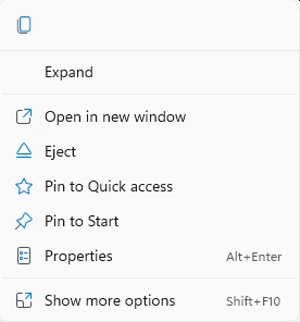 opțiunea Eject imagine ISO în Windows 11