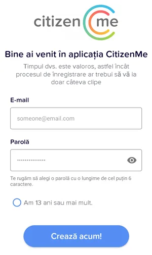 înregistrare CitizenMe