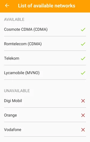 Rețele de telefonie mobilă compatibile cu Money SMS App