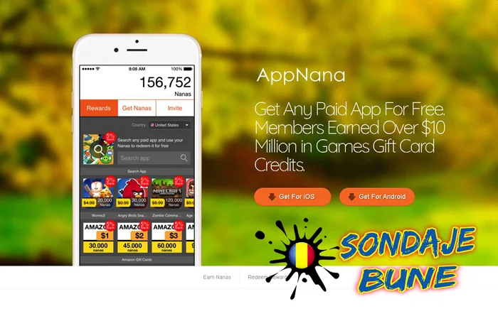 bani cu telefonul mobil în România folosind aplicația AppNana