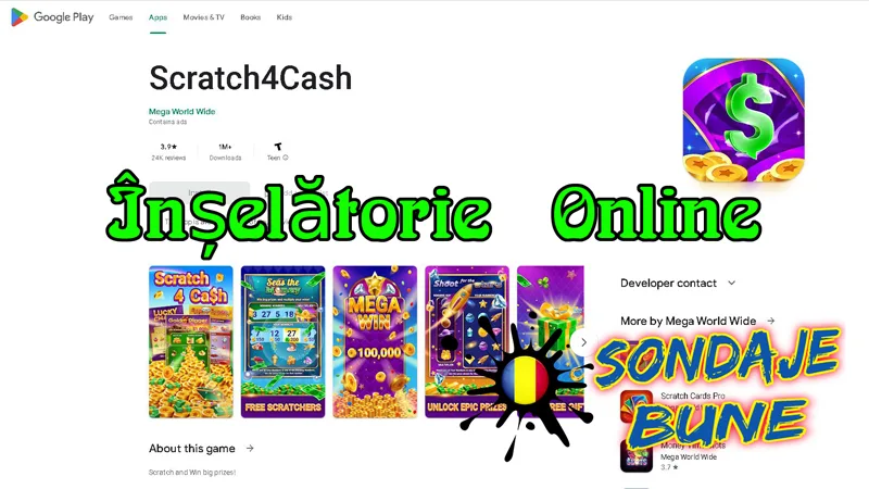 cartonașe răzuibile și câștiguri fictive cu Scratch4Cash