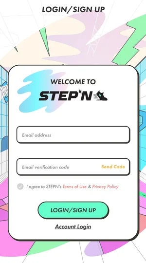 formular de înscriere pe aplicația StepN