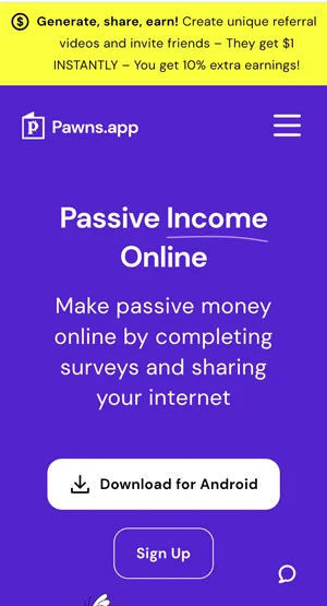cu aplicația Pawns obțineți venituri pasive zilnice și plăți PayPal pentru doar 5 $.