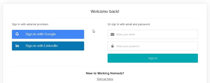 înregistrare pe Working Nomads