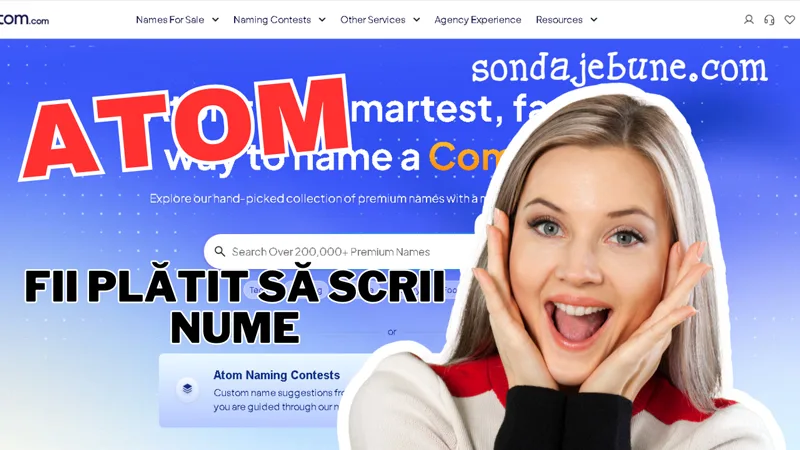 Fii plătit să scrii nume pe Atom (fostul Squadhelp) în România ca incepator