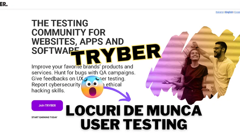 Joburi în User Testing cu Tryber pentru România