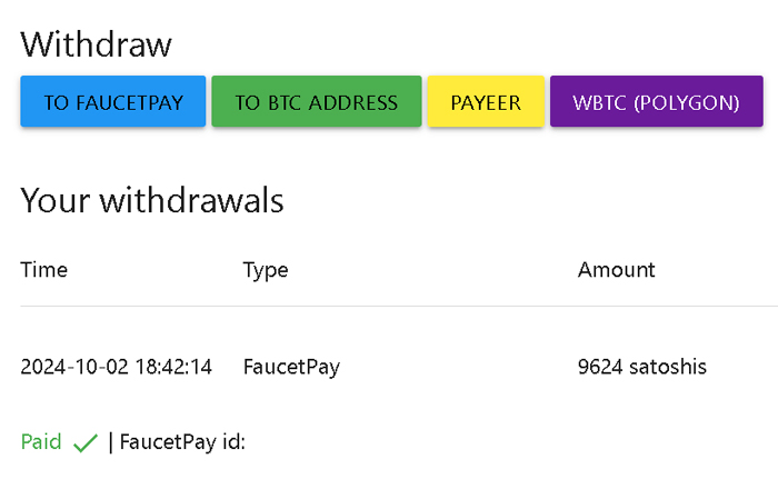 dovadă de plată primită de la AdBTC.TOP în FaucetPay în luna octombrie 2024