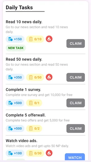 taskuri zilnice pe aplicația NewsPay
