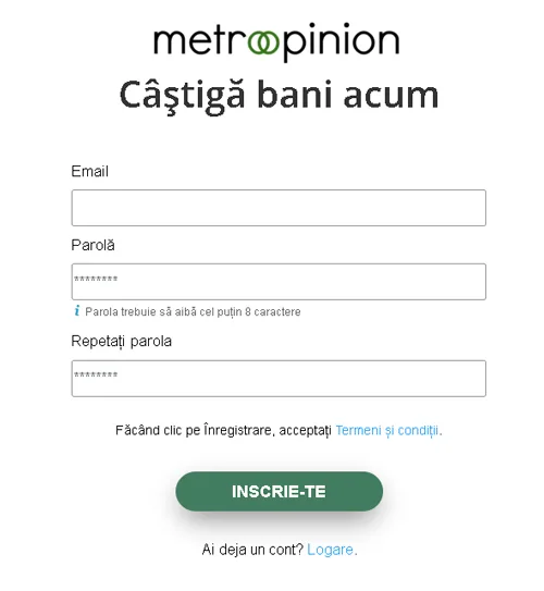 Cum să te înregistrezi pe MetroOpinion