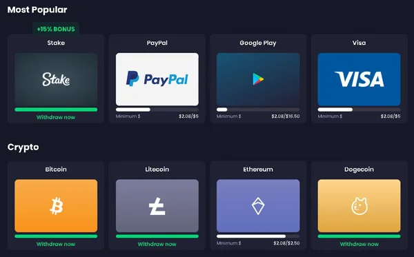 Cum să primești bani în PayPal sau criptomonede de la Freecash