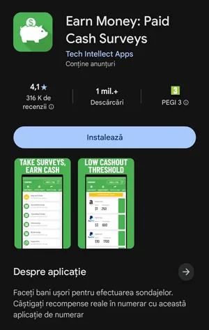 Aplicația CashPiggy este disponibilă numai în Google Play