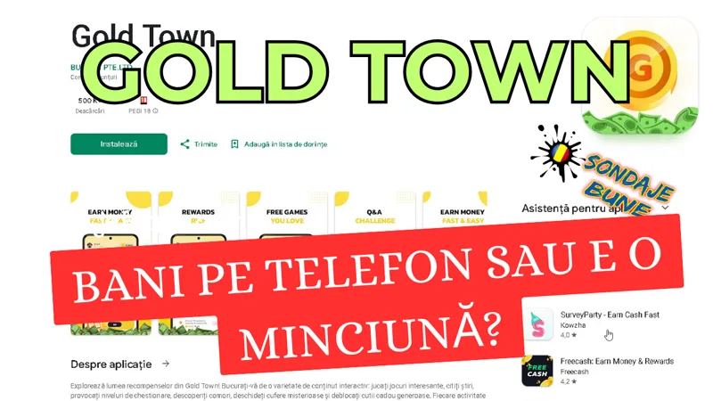 citește știri online și câștigă bani de pe telefonul tău mobil cu aplicația Gold Town