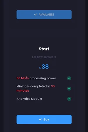 Minersy Recenzie: Cloud-Mining de pe Telefon sau Doar o Iluzie Frumoasă? pachet de abonament necesar pentru a lucra pe Minersy