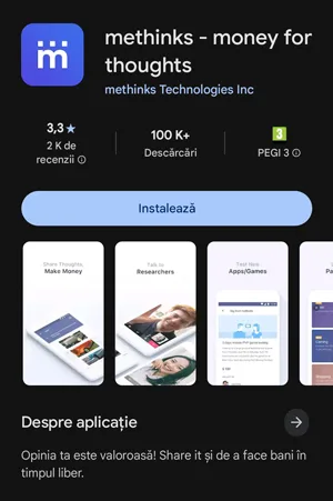 Methinks recenzie: Merită să îți dai părerea pentru bani? Methinks este disponibil pe Google Play