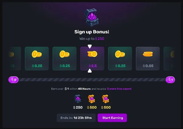 bonus de înregistrare pe Gemsloot