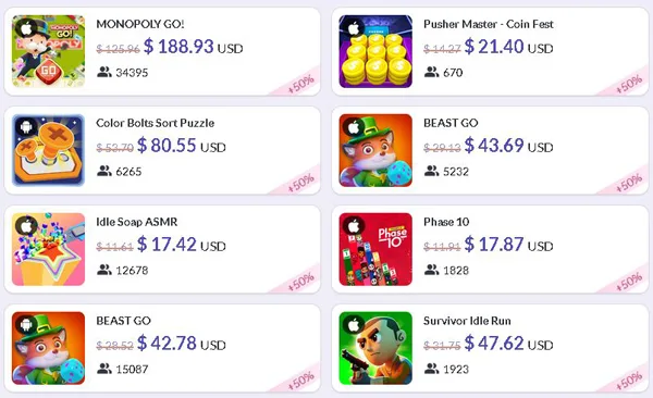 jocuri oferite de EarnStar pe PC, telefon sau tabletă