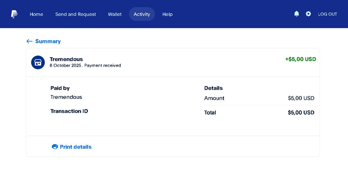 Vrei bani din sondaje online? Află dacă HeyCash e alegerea corectă! Dovada plății primită de la HeyCash în PayPal