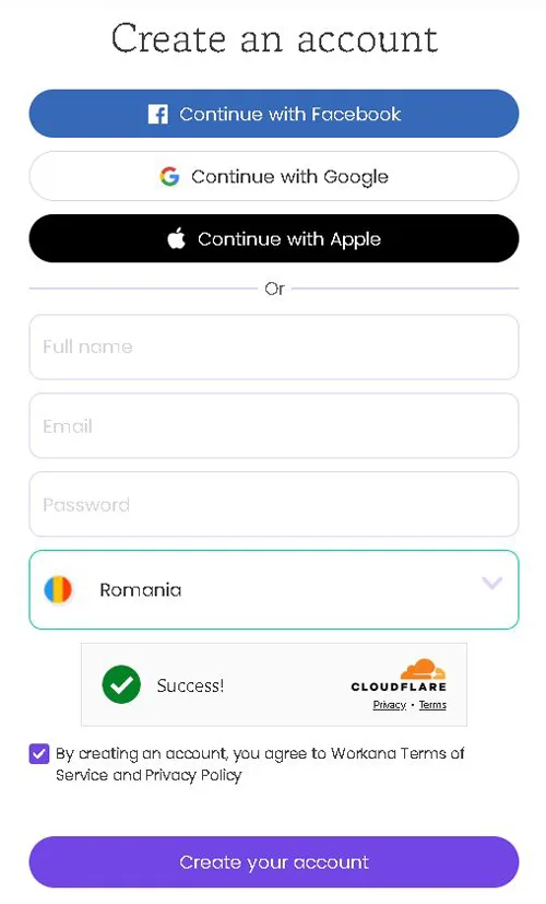 Workana Recenzie: Câștiguri part-time și joburi puține în România Cum să creezi un cont nou pe Workana
