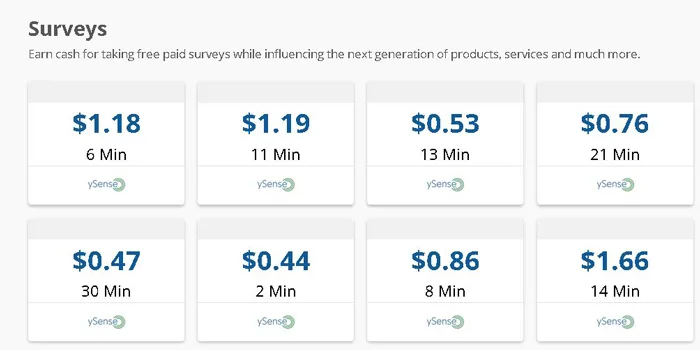 sondaje și oferte plătite cu ySense România