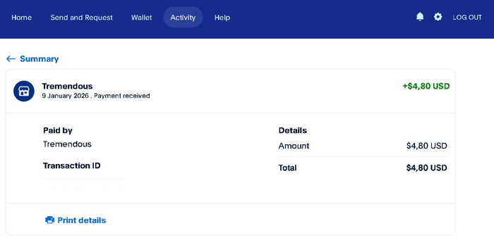 Timebucks dovadă de plată în PayPal