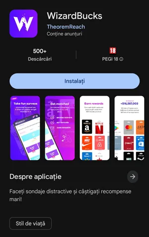 WizardBucks este disponibil numai în Google Play