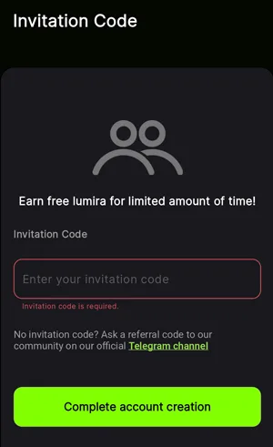 cod de invitație necesar pentru înregistrarea pe Mira Network