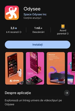 Odysee este disponibil și pe Google Play