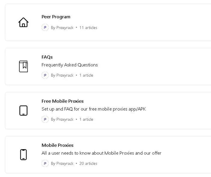 asistența tehnică oferită de Proxyrack Peer