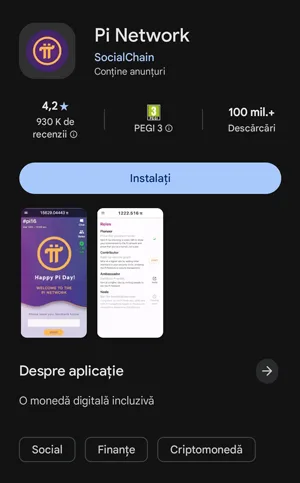Aplicația Pi Network este disponibilă în Google Play