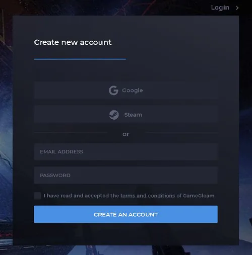 cum te înregistrezi pe GameGleam