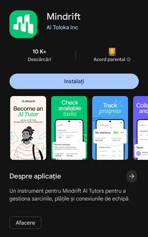 Mindrift te plătește pentru antrenarea AI Mindrift este disponibil pe Google Play