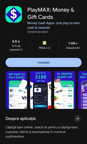 Jocuri care plătesc în PayPal prin aplicația PlayMAX PlayMAX este disponibil exclusiv pe Google Play