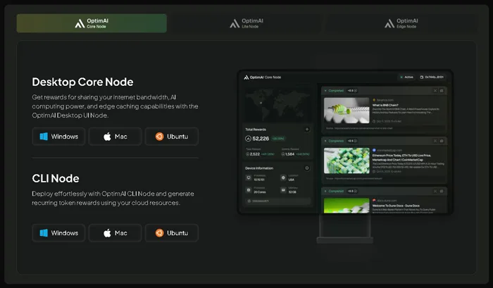 Câștiguri pasive reale cu OptimAI Network OptimAI Network versiune de nod