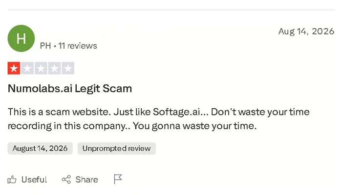 părere despre Numo Labs pe Trustpilot