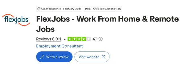 Flexjobs pe Trustpilot