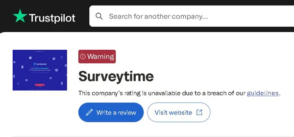 Surveytime pe Trustpilot