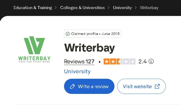 WriterBay pe Trustpilot